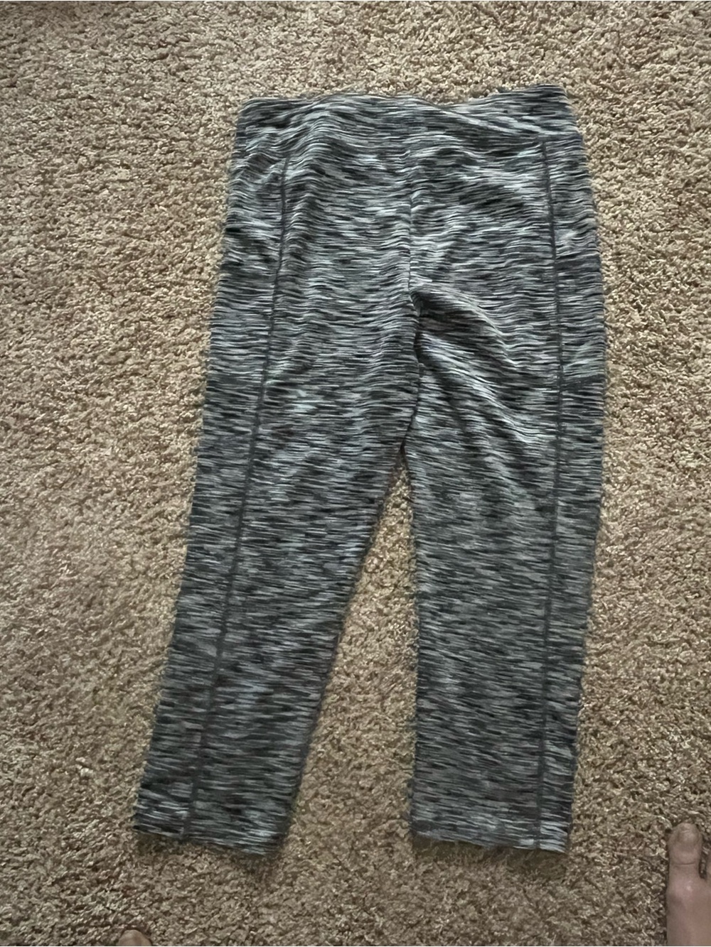 J. Crew Factory Black and Gray Space-Dye Cropped Leggings sz L